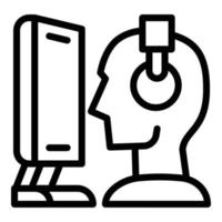 User and computer icon, outline style vector