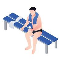 Man drink water after pool icon, isometric style vector