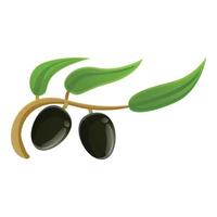 Natural olive branch icon, cartoon style vector