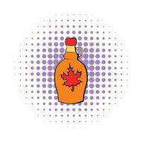 Bottle of maple syrup icon, comics style vector