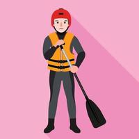 Rafting man all equipment icon, flat style vector