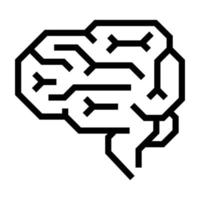 icono de cerebro de máquina, estilo de esquema vector