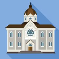 Jewish temple icon, flat style vector