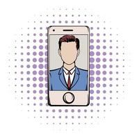 Smart phone with a skype video comics icon vector