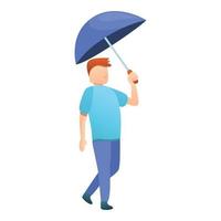 icono de paraguas azul de hombre moderno, estilo de dibujos animados vector
