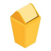 Trash plastic can with lid icon isometric 3d style vector