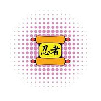 Ancient chinese scroll icon, comics style vector