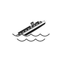 Sinking ship icon, simple style vector