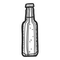 icono de botella de cerveza, estilo dibujado a mano vector