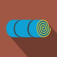 Rolled-up blue tourist mat vector