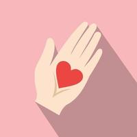 Heart in a hand flat icon vector
