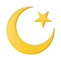 Crescent and star cartoon icon vector