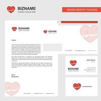 Heart beat Business Letterhead Envelope and visiting Card Design vector template