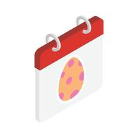 Calendar with easter date isometric 3d icon vector