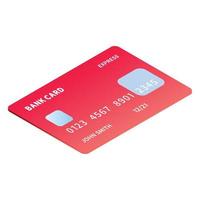 Red gradient credit card icon, isometric style vector