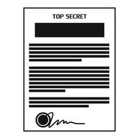 documento de alto secreto icono simple negro vector