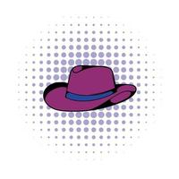 icono de sombrero de vaquero, estilo comics vector