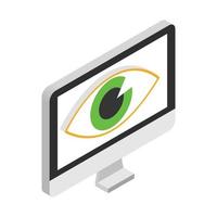 Monitor with eye isometric 3d icon vector