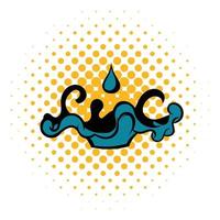 Black oil drop and spill icon, comics style vector