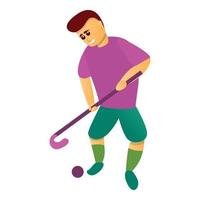 icono de hockey sobre césped de partido de inicio, estilo de dibujos animados vector