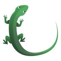 Green top view lizard icon, cartoon style vector