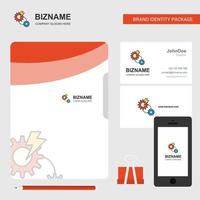 Gear Business Logo File Cover Visiting Card and Mobile App Design Vector Illustration