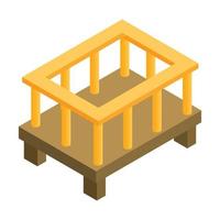 Baby bed isometric 3d icon vector