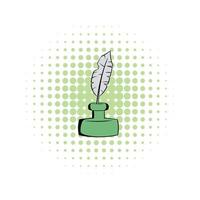Feather and ink bottle icon vector
