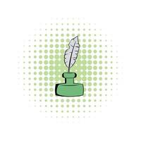 Feather and ink bottle icon vector