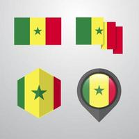 Senegal flag design set vector