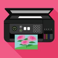 Professional photo printer icon, flat style vector