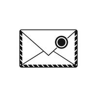 Postage envelope with stamp icon, simple style vector