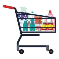 Full shop cart icon, flat style vector