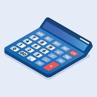 icono de calculadora azul, estilo isométrico vector
