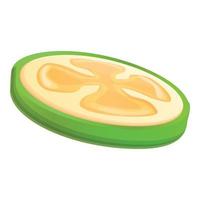 Slice feijoa icon, cartoon style vector