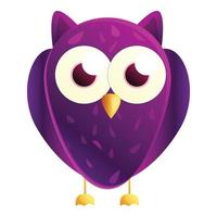 Purple owl icon, cartoon style vector