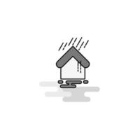 Raining Web Icon Flat Line Filled Gray Icon Vector