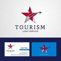 travel herm flag logotipo de estrella creativa y diseño de tarjeta de visita vector