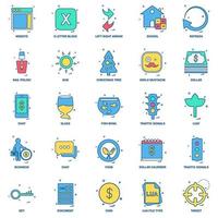 25 Business Concept Mix Flat Color Icon set vector