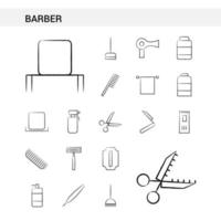 Barber hand drawn Icon set style isolated on white background Vector