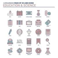 Vintage Education and Science Icon set 25 Flat Line icon set vector