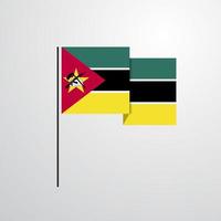 vector de diseño de bandera ondeante de mozambique