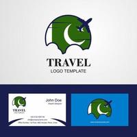 logotipo de la bandera de pakistán de viaje y diseño de tarjeta de visita vector