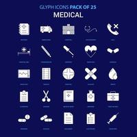 Medical White icon over Blue background 25 Icon Pack vector