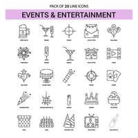 Events and Entertainment Line Icon Set 25 Dashed Outline Style vector