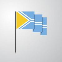 Tuva waving Flag creative background vector