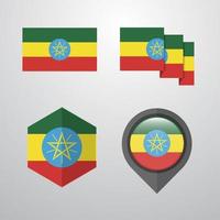 Ethiopia flag design set vector