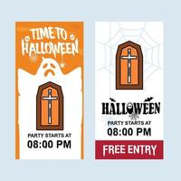 Happy Halloween invitation design with coffins vector