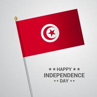 Tunisia Independence day typographic design with flag vector