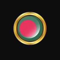 botón dorado de la bandera de bangladesh vector